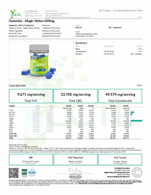 CBDfx THC + CBD Gummies - Sativa – 10mg - Image 2