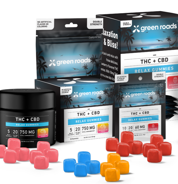 GREEN ROADS WORLD CBD + THC Relax Gummies