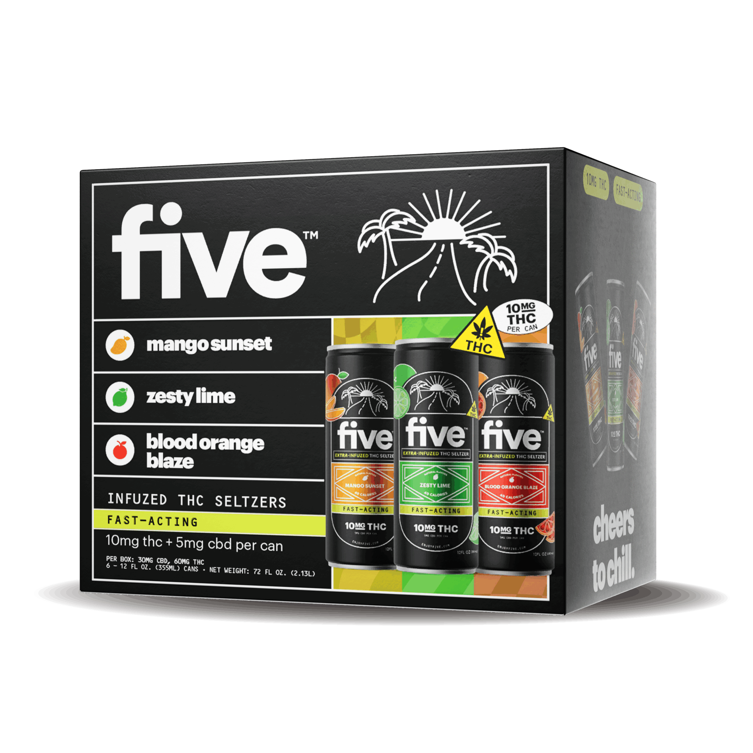 fiveCBD Fast-Acting THC Seltzers - Variety Bundle - 24pk- 10mg - Image 2